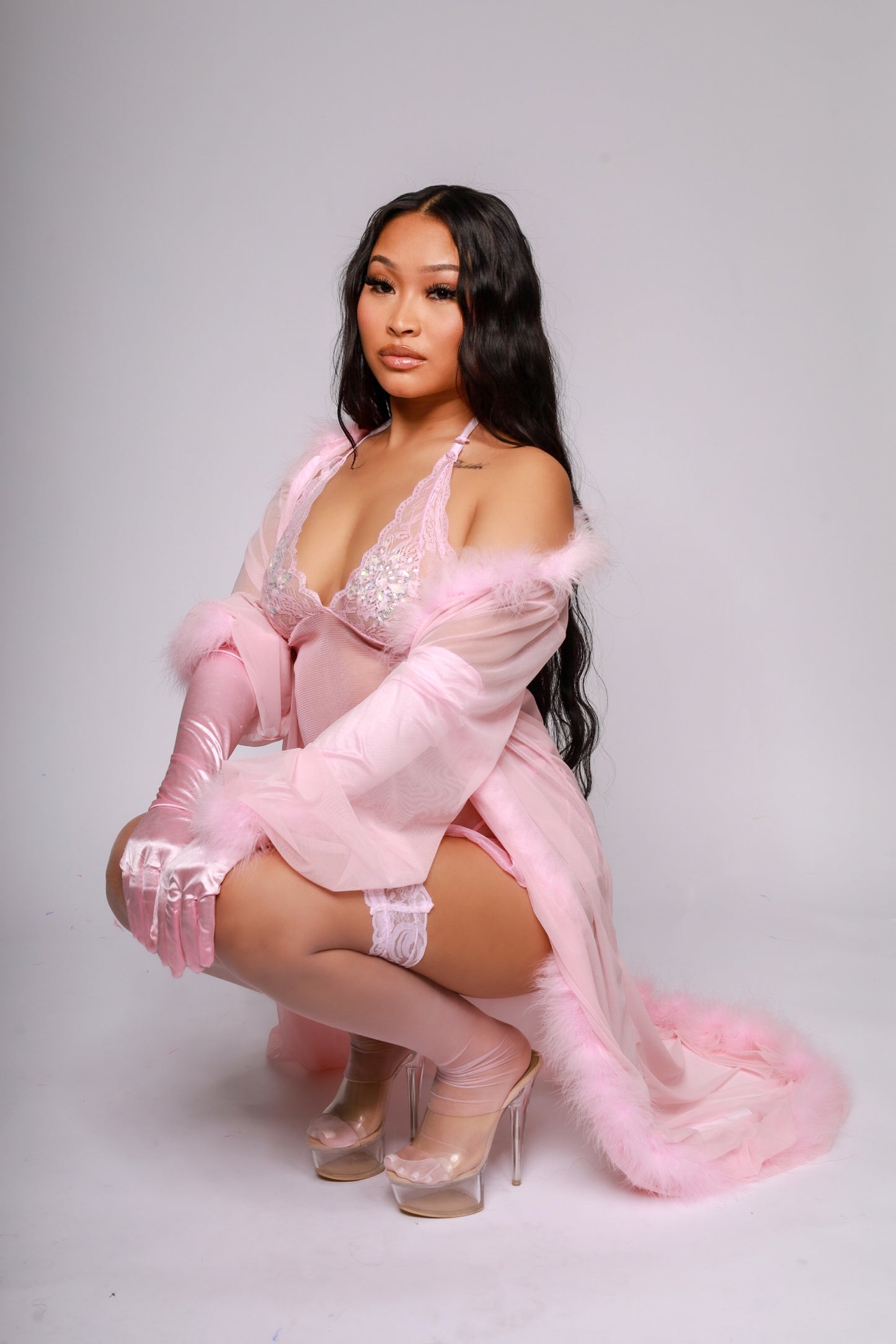 Pink Sheer Your Love Babydoll Set