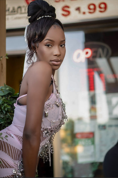 Baby Pink Barb Embellished Dress