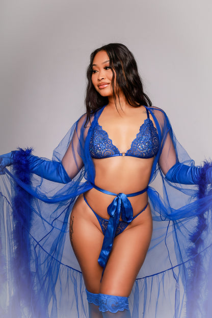 Royal Gardens Blue Lingerie Set