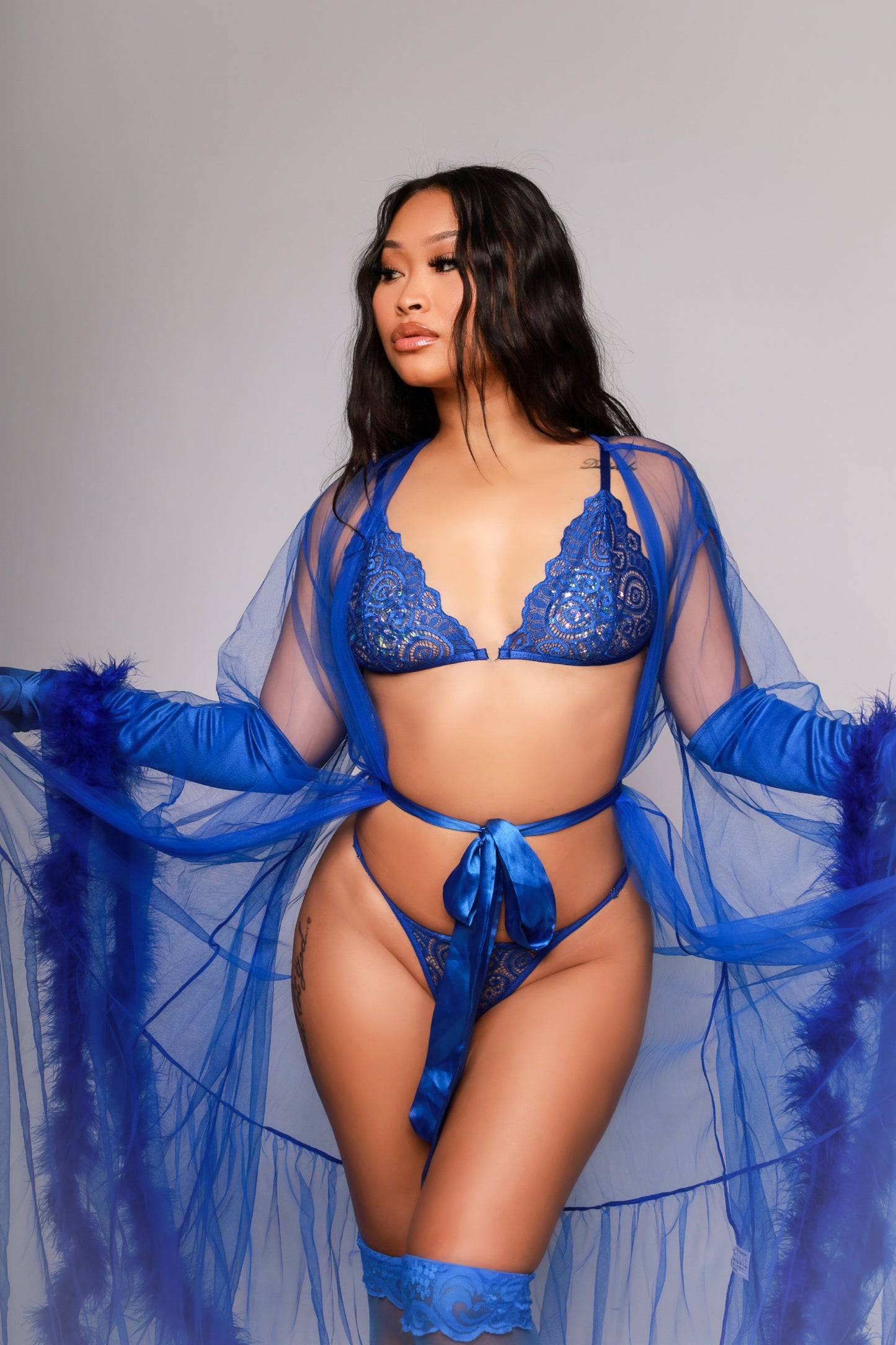 Royal Gardens Blue Lingerie Set