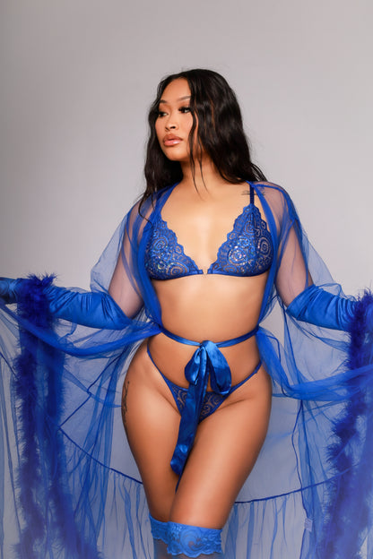 Royal Gardens Blue Lingerie Set