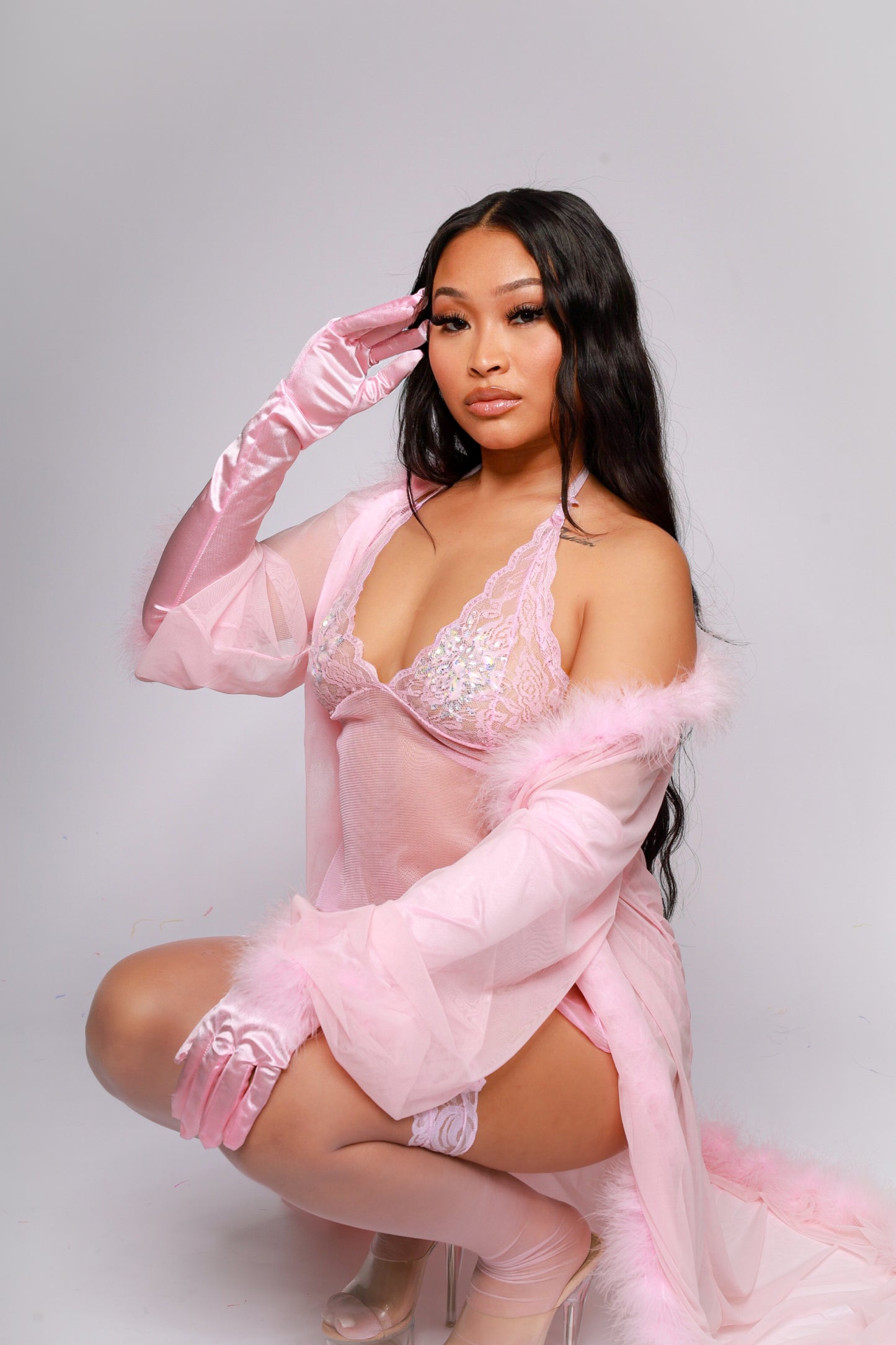 Pink Sheer Your Love Babydoll Set