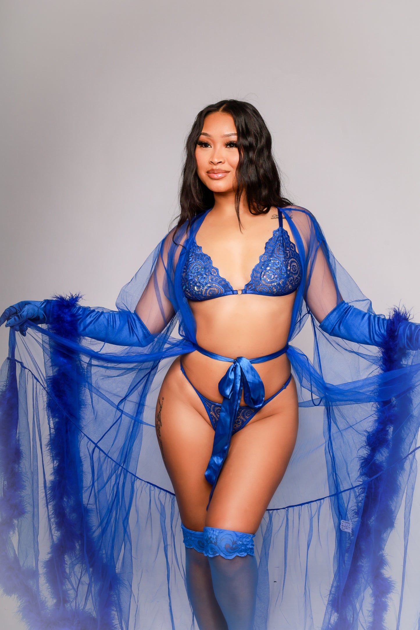 Royal Gardens Blue Lingerie Set