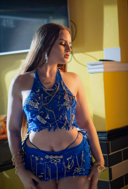 Sent from Heaven Embellished Mesh Skirt Set
