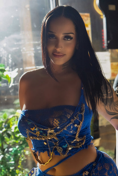 Away in the Tropics Embellished Mesh Skirt Set