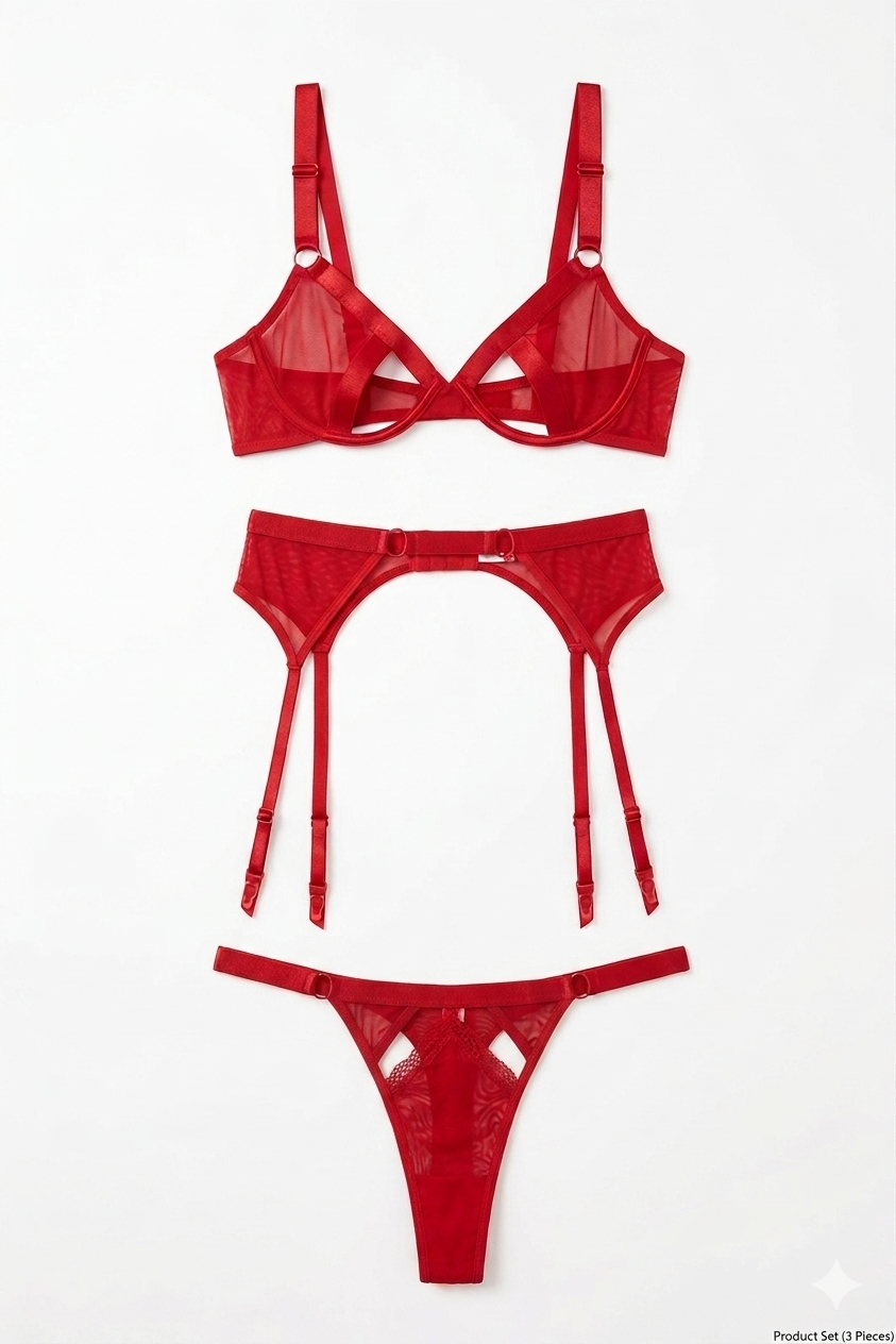 Sheer Perfection Red Lingerie Set