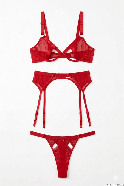 Sheer Perfection Red Lingerie Set
