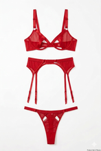 Load image into Gallery viewer, Sheer Perfection red lingerie set
