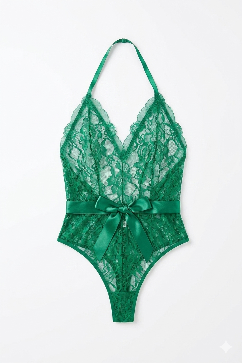Goddess in Lace Green Teddy Set