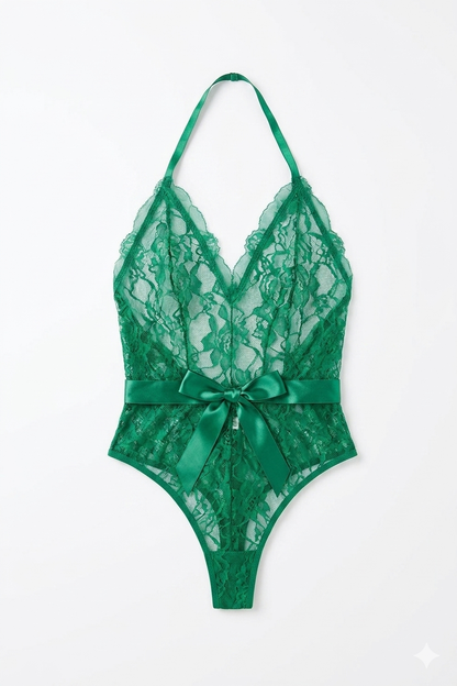 Goddess in Lace Green Teddy Set
