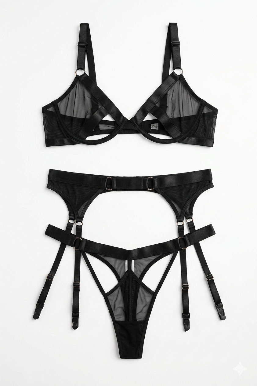 Sheer Perfection Black Lingerie Set