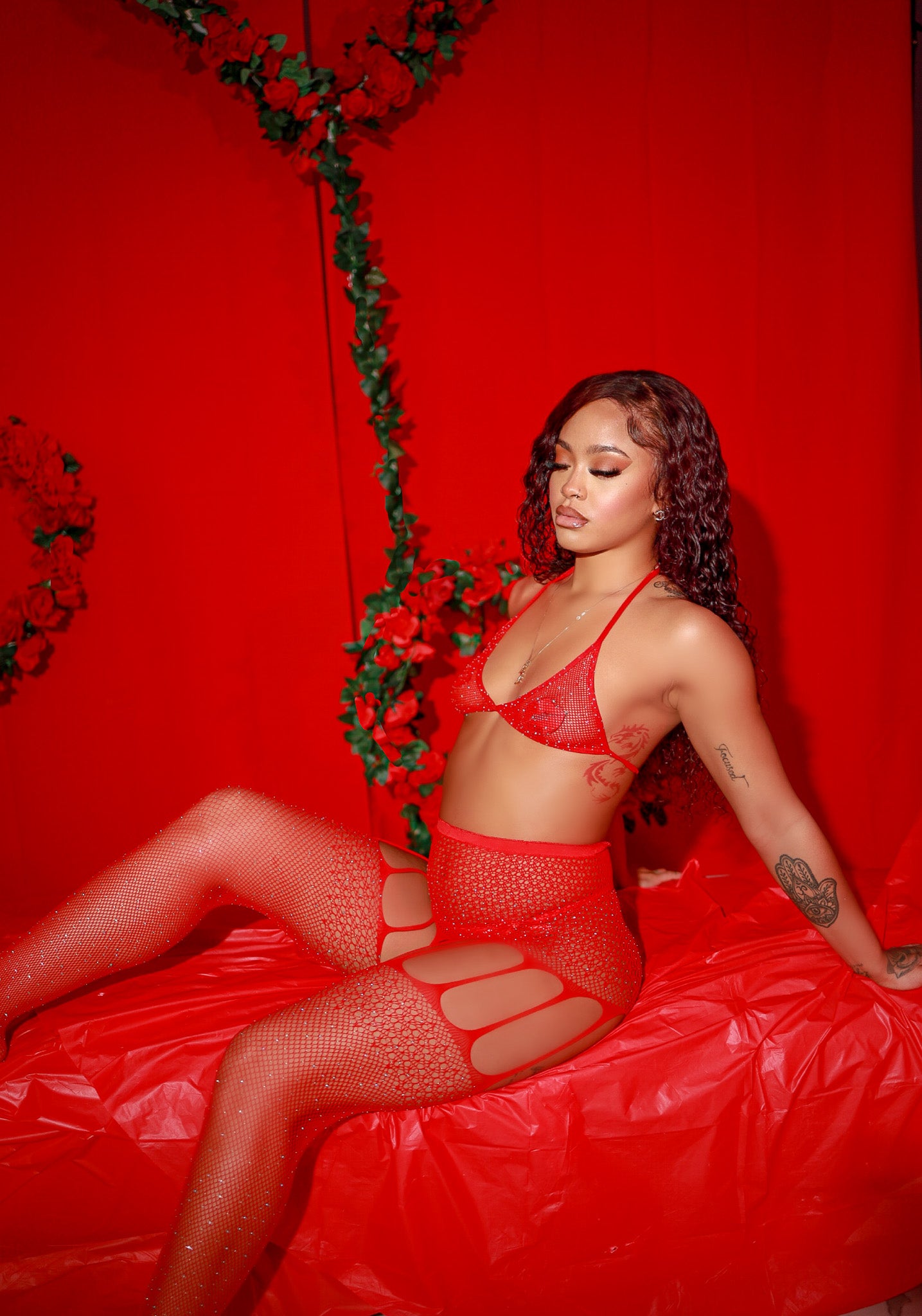 Red You're a Gem Garter Set