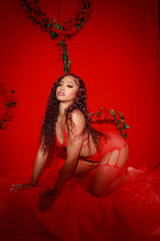 Red You're a Gem Garter Set