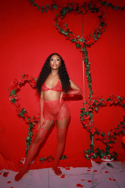 Red You're a Gem Garter Set