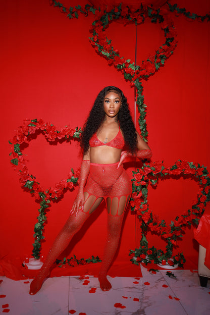 Red You're a Gem Garter Set