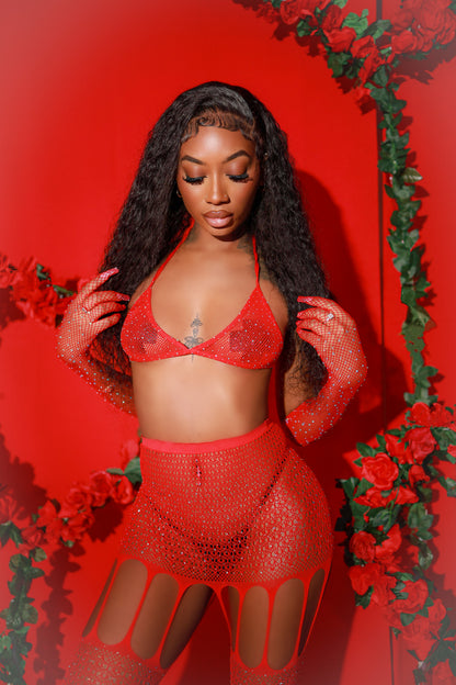 Red You're a Gem Garter Set