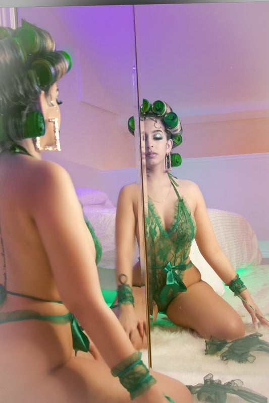 Goddess in Lace Green Teddy Set