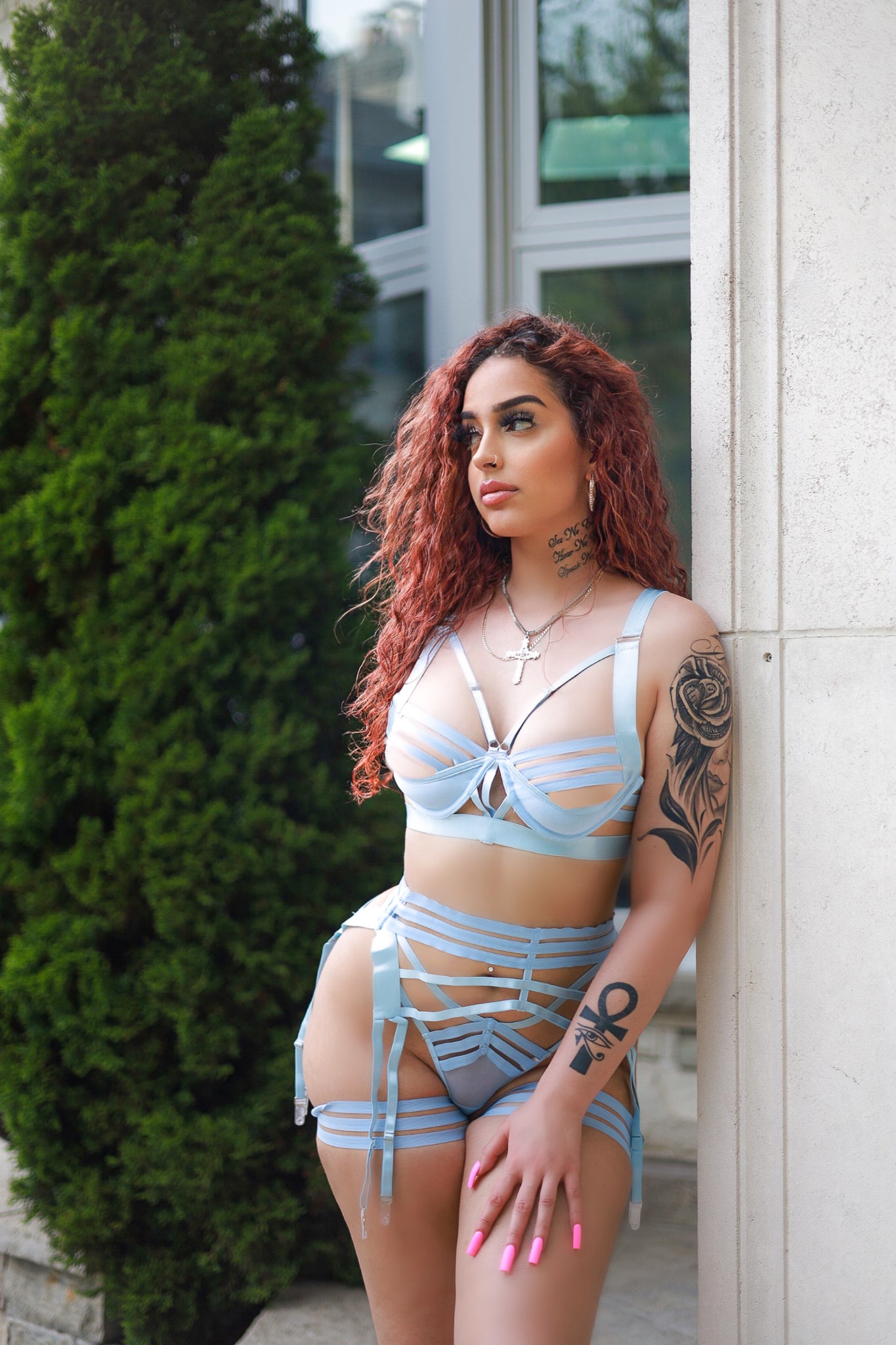 Baby Blue Shimmer Lingerie Set