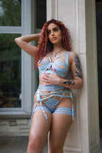 Load image into Gallery viewer, Baby blue Shimmer lingerie set
