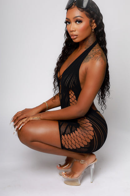 Breaking News Noir Mini Dress