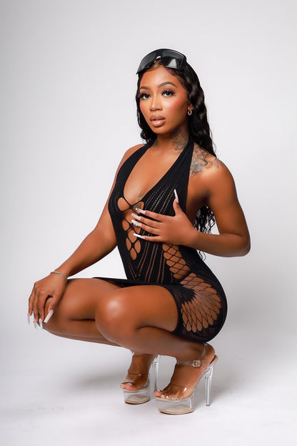 Breaking News Noir Mini Dress