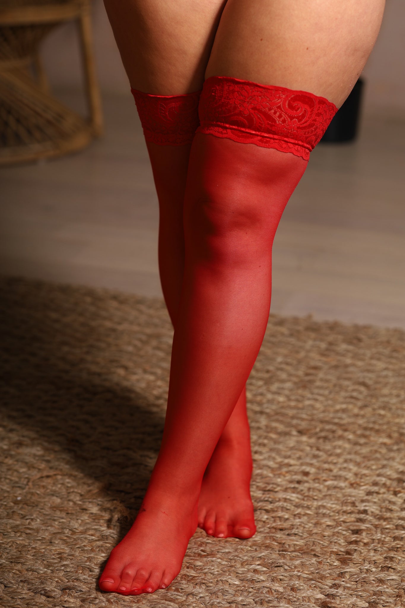 Heart Desire Red Thigh High Socks